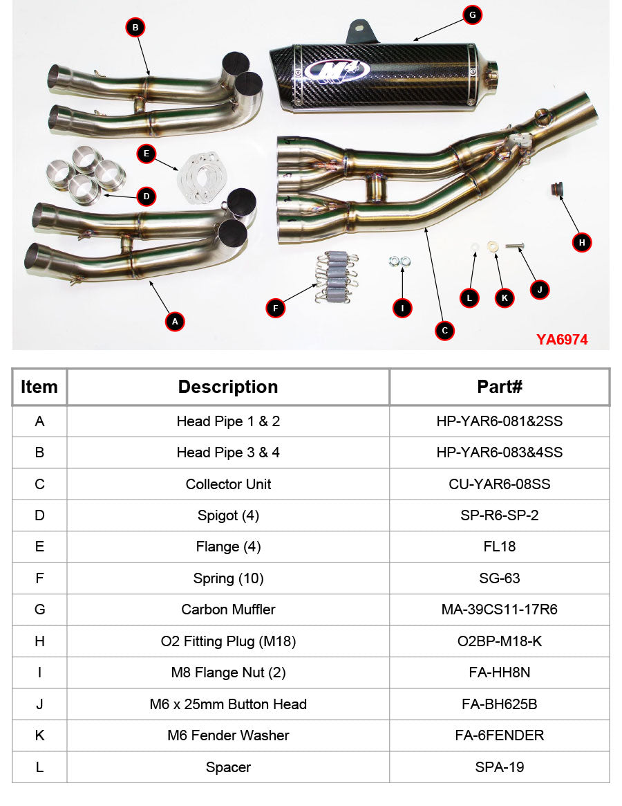 M4 Exhaust Full System Carbon Fiber Canister 2006-2020 R6 YA6974