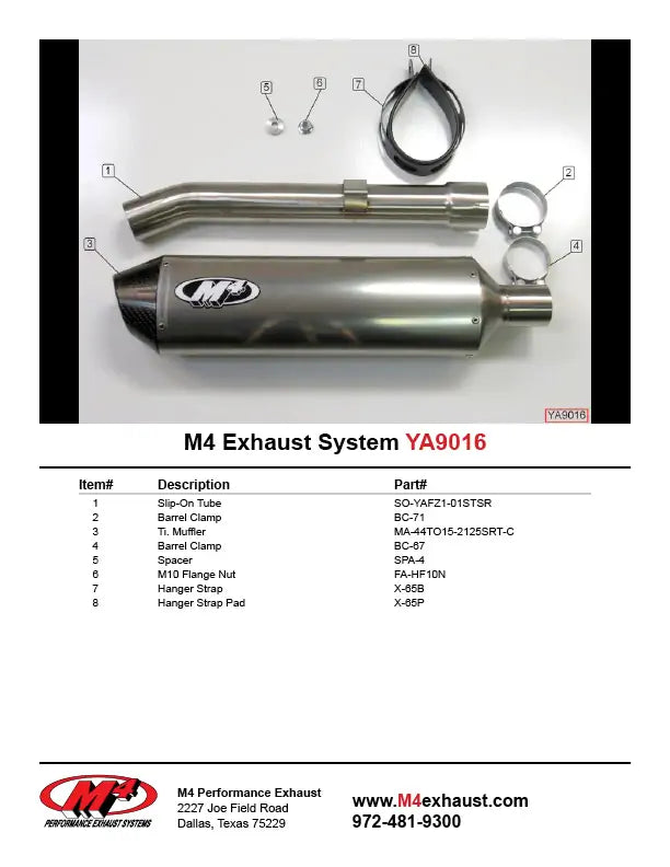 M4 Exhaust Titanium Slip On 2001-2005 FZ1 YA9016