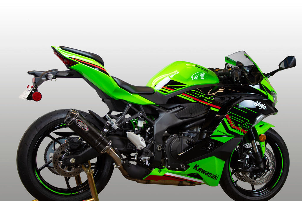 M4 slip-on with X96 carbon fiber canister and carbon fiber heat guard 2023- 2025 Kawasaki ZX-4RR  KA4414