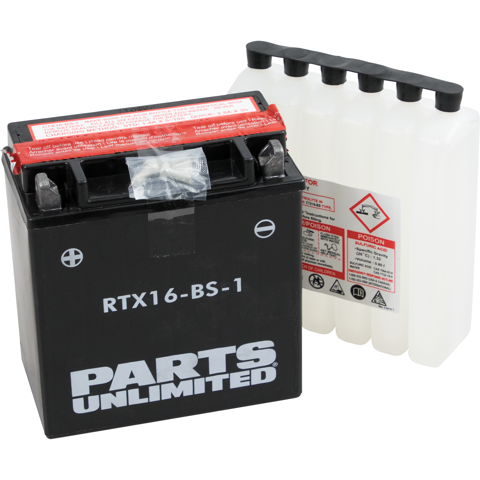 Parts Unlimited Agm Battery - Ytx16-Bs-1 .8 L Ctx16-Bs-1
