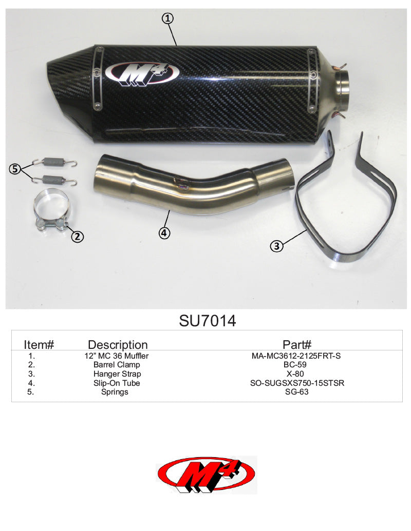 M4 Exhaust Mc36 Slip On Carbon Fiber canister  2015-2022 GSX-S750 SU7014