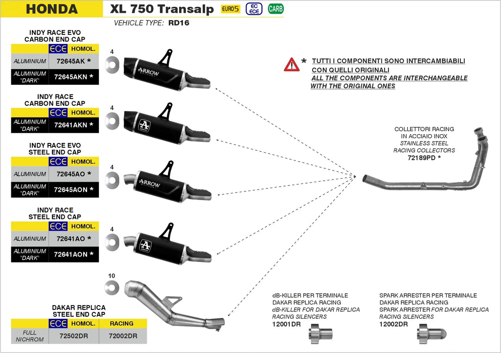 Arrow Exhaust 12002DR