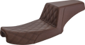 SADDLEMEN Step-Up Seat - Front Lattice Stitch - Brown - Dyna 891-04-172BR