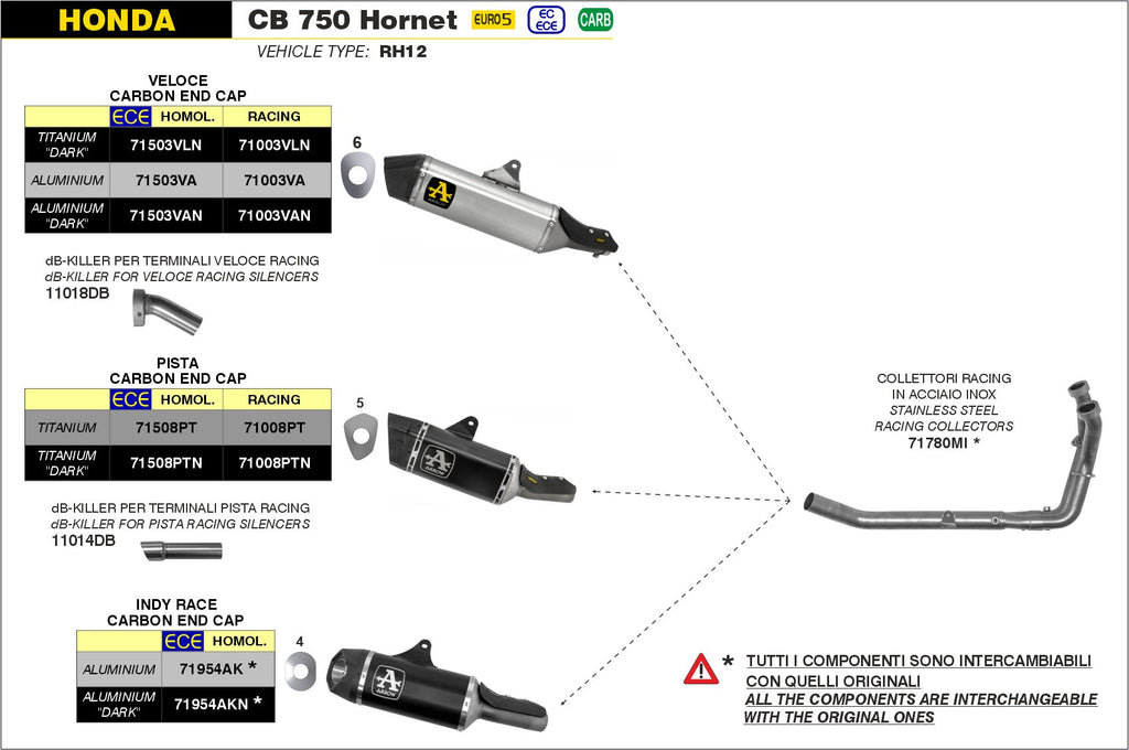 Arrow Exhaust - Exhaust DB Killer Arrow Pista ø35mm - 11014DB
