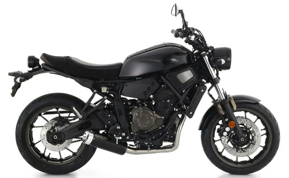 74509RBA  Arrow Rebel Slip-on Exhaust, Aluminum End Cap for Yamaha XSR700 21-25