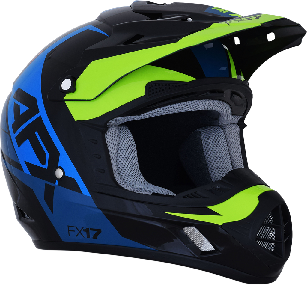 AFX FX-17 Helmet - Aced - Blue/Lime - Medium 0110-6500