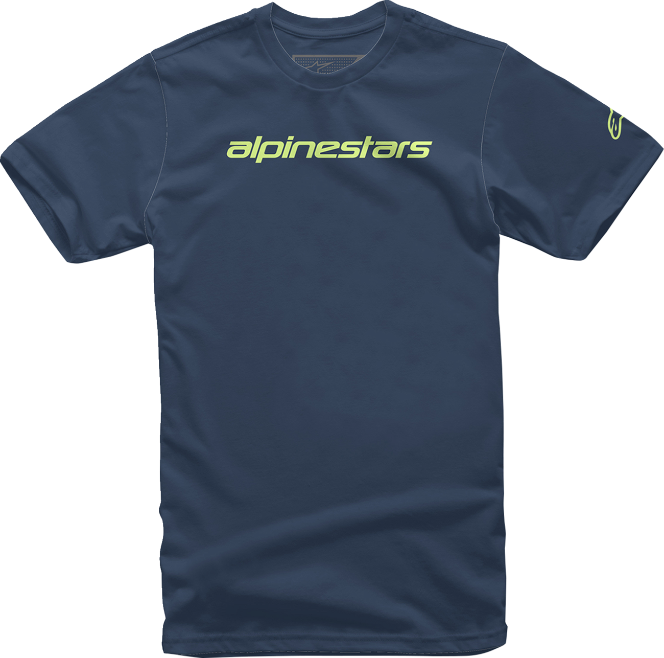 ALPINESTARS Linear Wordmark T-Shirt - Navy/Lime - Large 1212-720207036L