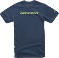 ALPINESTARS Linear Wordmark T-Shirt - Navy/Lime - XL 1212720207036XL