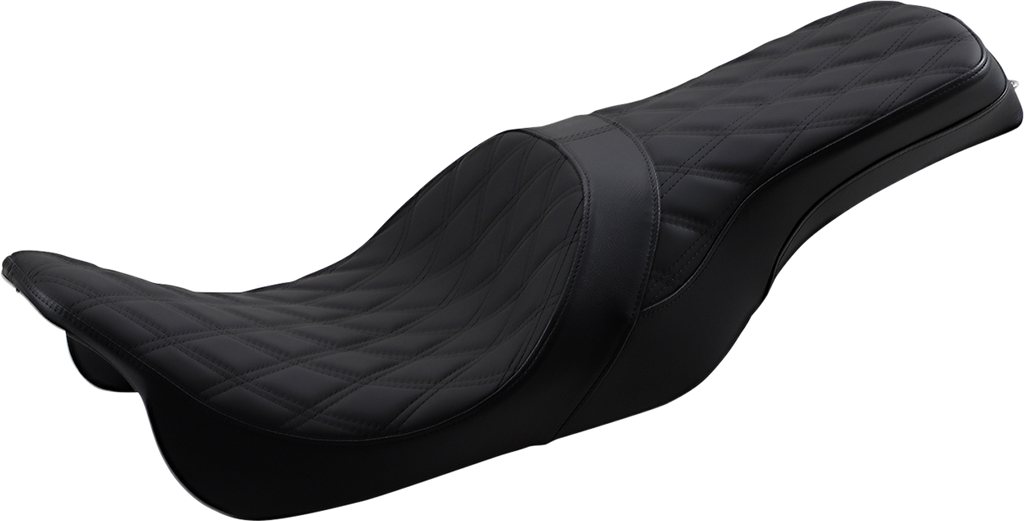 DRAG SPECIALTIES Forward Positioned Predator 2-Up Seat - Black - Double Diamond - FL '08-'22 0801-1265