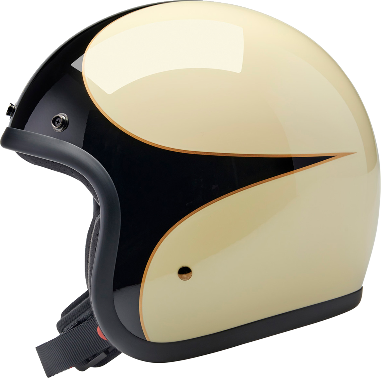 BILTWELL Bonanza Helmet - Gloss Vintage White/Black Scallop - Medium 1001-559-203