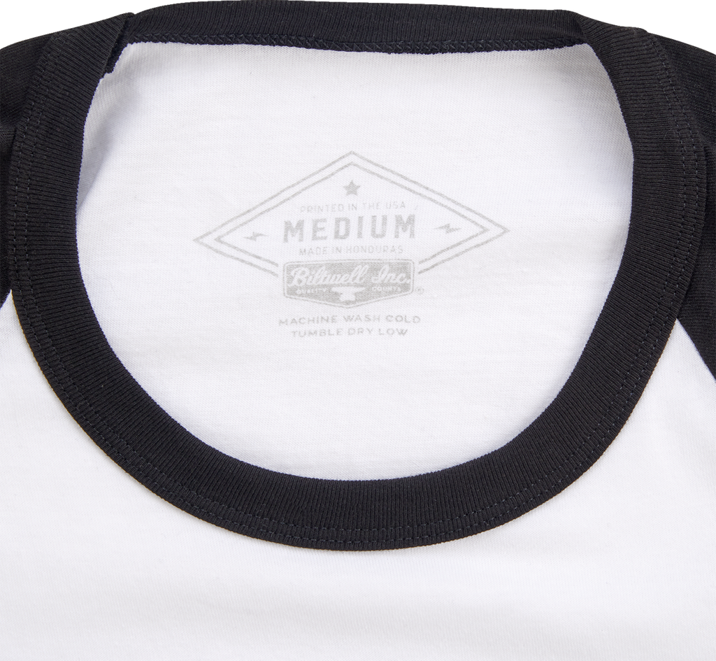 BILTWELL High-Perf Raglan T-Shirt - Black/White - Large 8103-079-004