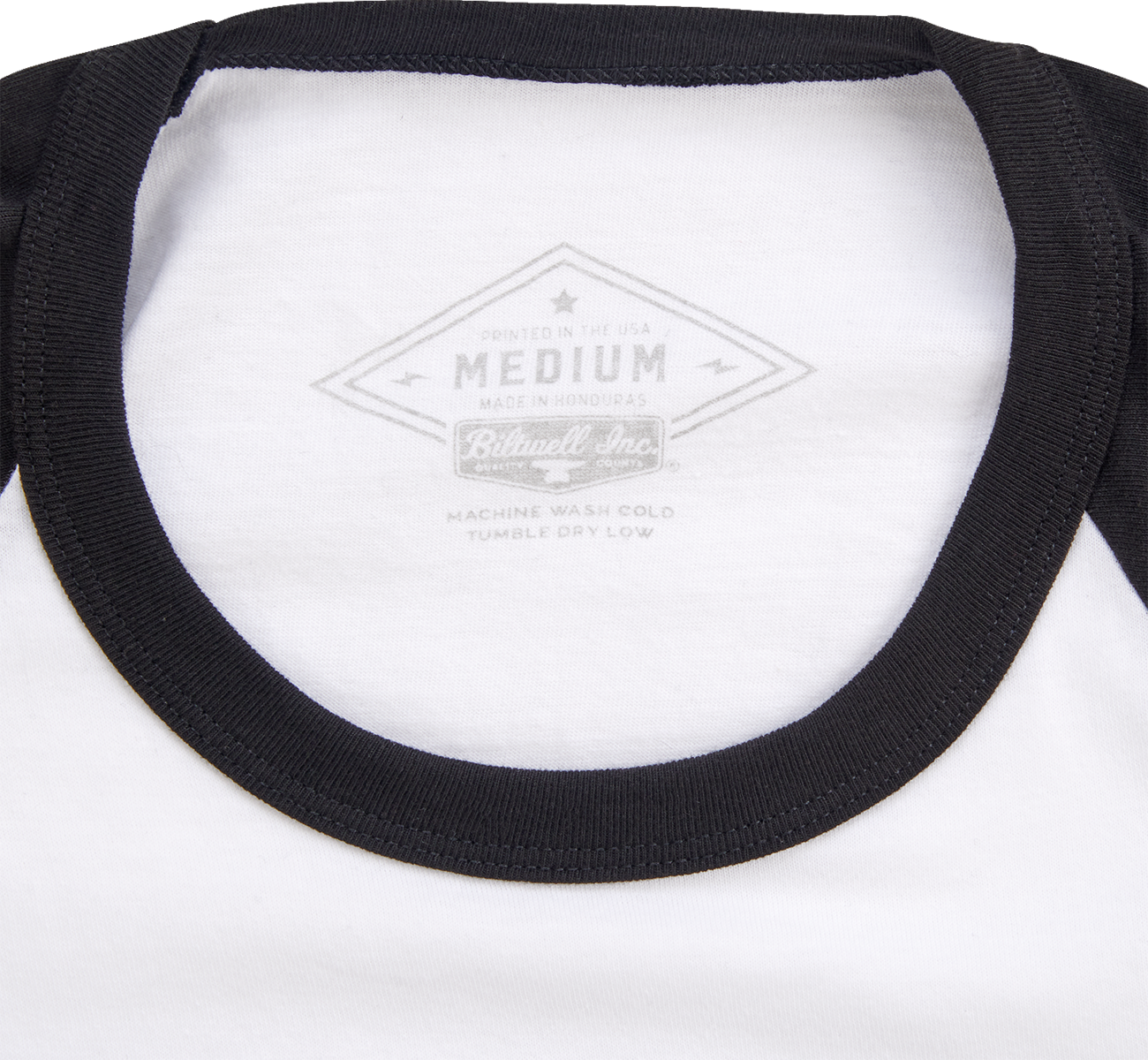 BILTWELL High-Perf Raglan T-Shirt - Black/White - Large 8103-079-004