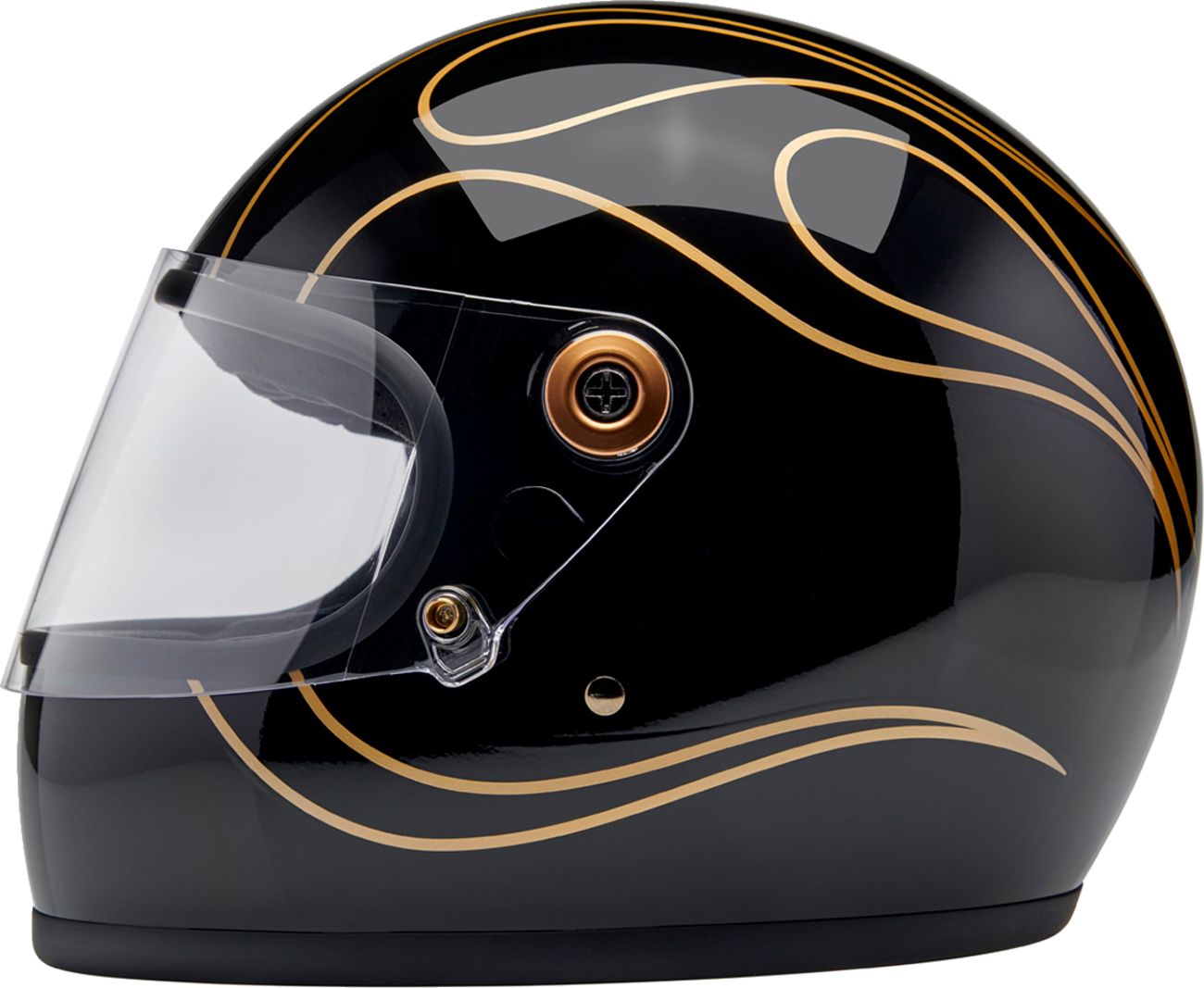 BILTWELL Gringo S Helmet - Gloss Black Flames - XS 1003-567-501