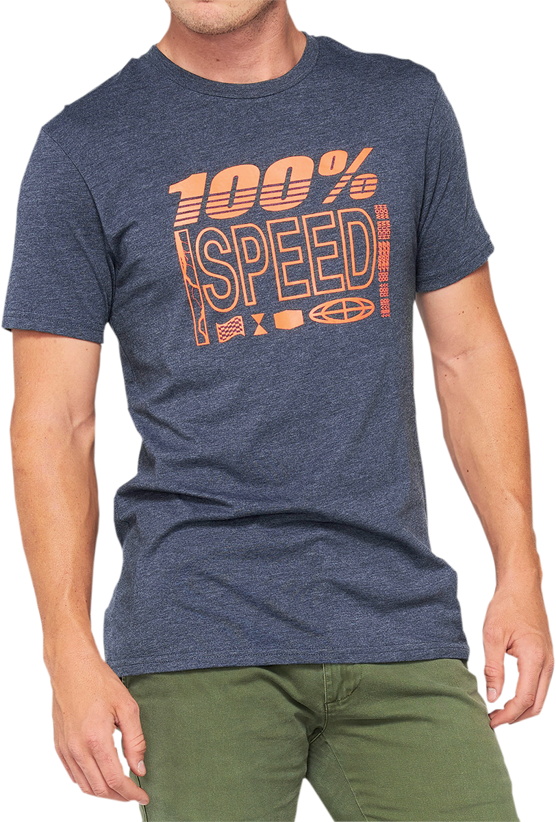 100% Trademark T-Shirt - Heather Navy - Large 32134-015-12