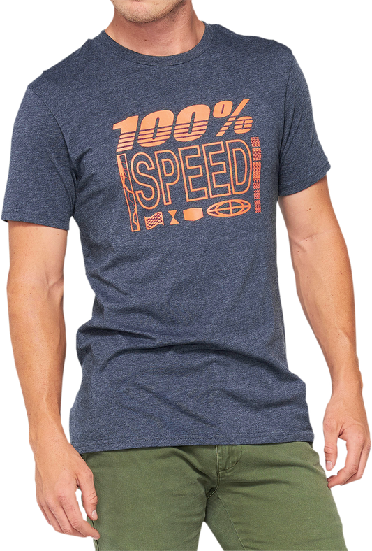 100% Trademark T-Shirt - Heather Navy - Large 32134-015-12