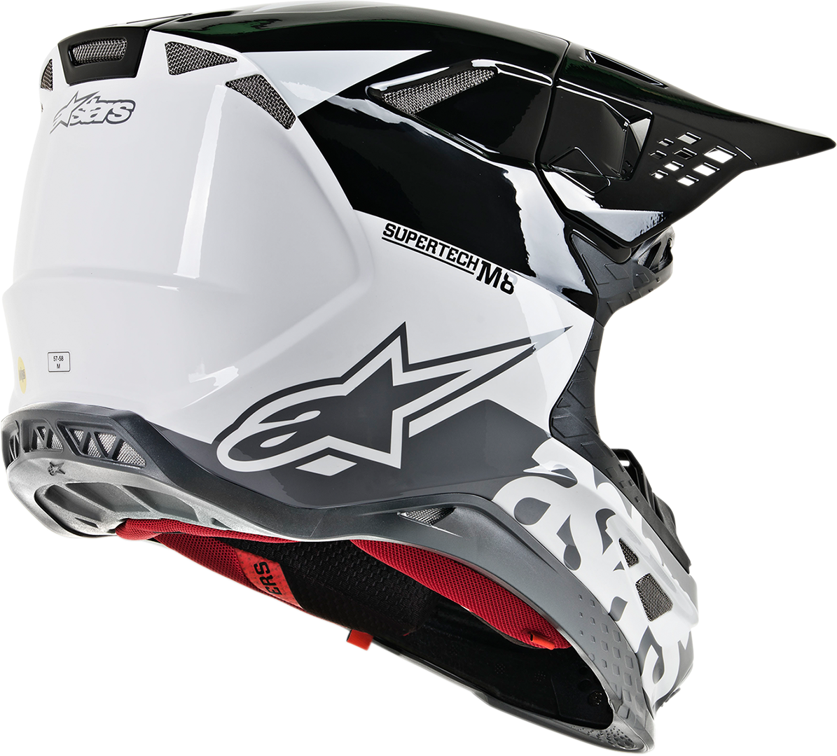 ALPINESTARS Supertech M8 Helmet - Radium - MIPS - White/Black/Mid Gray Glossy - Medium 8301519-2182-MD