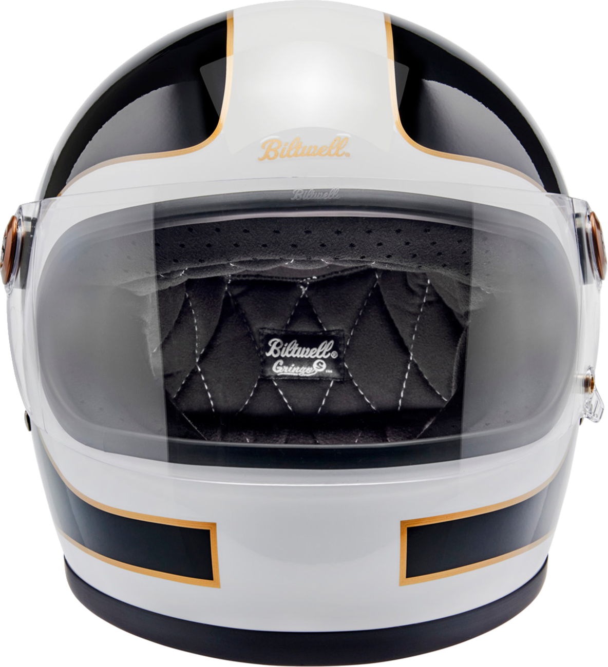 BILTWELL Gringo S Helmet - Gloss White/Black Tracker - XS 1003-566-501