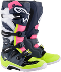 ALPINESTARS Tech 7 Boots Dark Grey/ Dark Blue/Pink Fluo Sz 12 2012014-9076-12