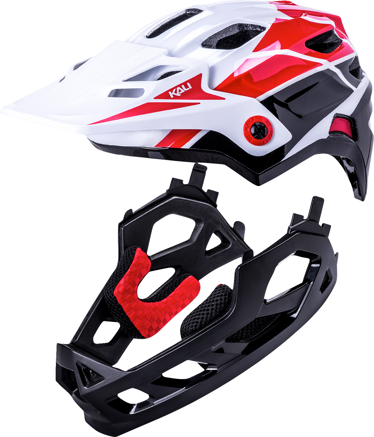 KALI Child Maya Full Face Helmet - Race - Gloss White/Red/Black 0221922112