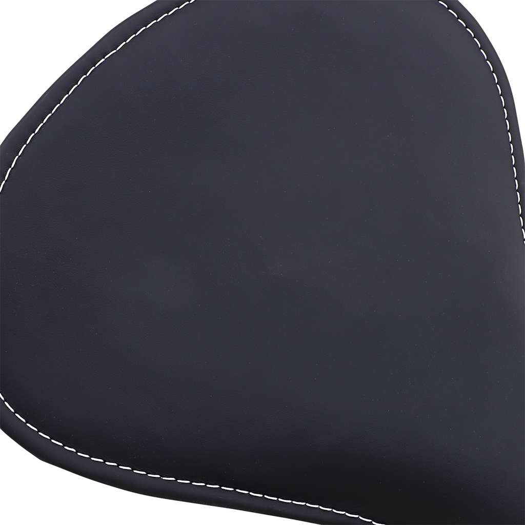 DRAG SPECIALTIES Seat - Spring Solo - Low-Profile - Large - Black Solar-Reflective Leather/White Perimeter Stitch 0806-0055
