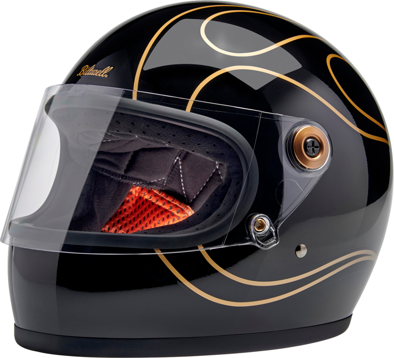 BILTWELL Gringo S Helmet - Gloss Black Flames - Medium 1003-567-503