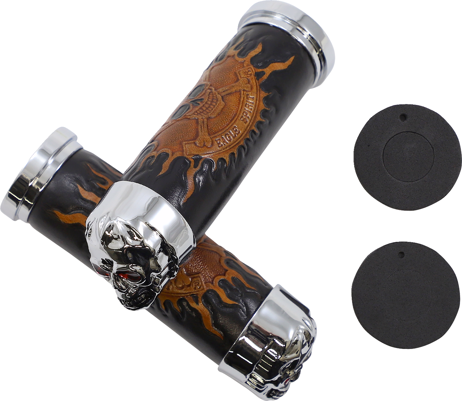 DRAG SPECIALTIES Grips - Skull Grips - Red Eyes - Chrome 17-0505CDTS