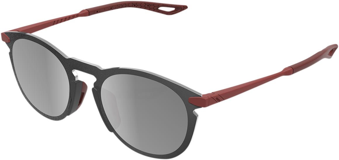 100% Legere Sunglasses - Round - Crimson - Silver Mirror 61040-392-76