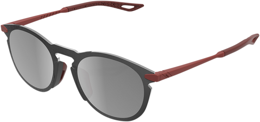 100% Legere Sunglasses - Round - Crimson - Silver Mirror 61040-392-76