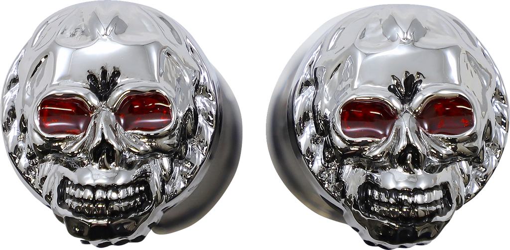 DRAG SPECIALTIES Grips - Skull Grips - Red Eyes - Chrome 17-0505CDTS