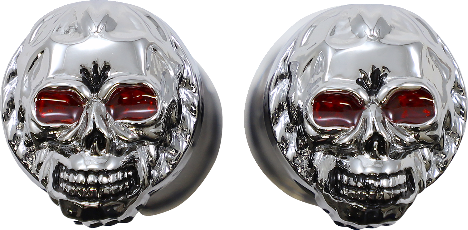 DRAG SPECIALTIES Grips - Skull Grips - Red Eyes - Chrome 17-0505CDTS