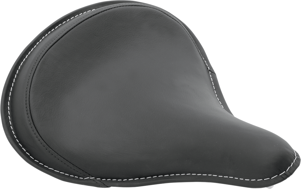 DRAG SPECIALTIES Seat - Spring Solo - Large - Black Solar-Reflective Leather/White Perimeter Stitch 0806-0048
