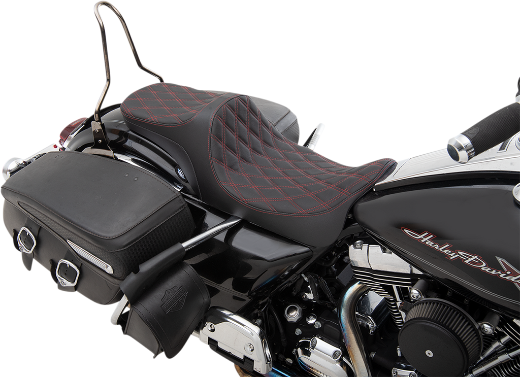 DRAG SPECIALTIES Predator III 2-Up Seat - Double Diamond - Red Thread 0801-1306