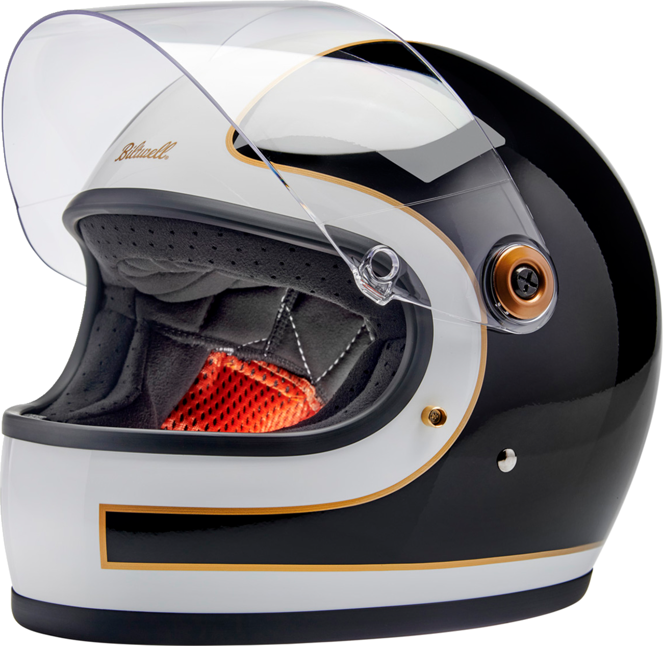 BILTWELL Gringo S Helmet - Gloss White/Black Tracker - Medium 1003-566-503