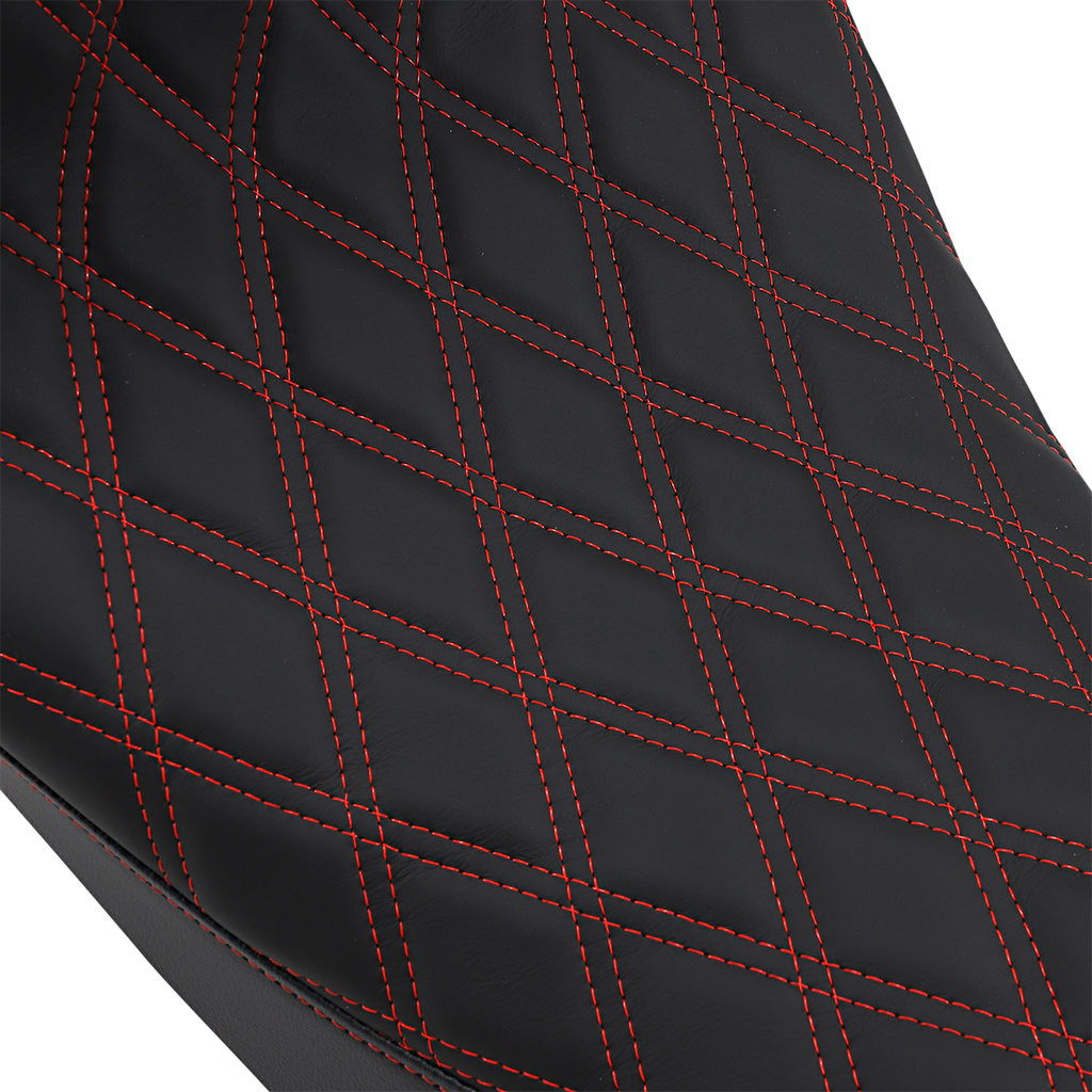 DRAG SPECIALTIES Forward Low Solo Seat - Diamond - Red Stitched - FL '08-'22 0801-1254