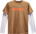 ALPINESTARS Stack Long-Sleeve T-Shirt - Sand/Warm Red - Large 1213713002331L