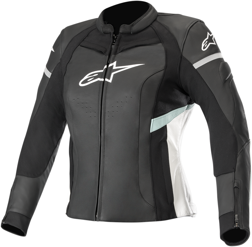 ALPINESTARS Stella Kira Leather Jacket - Black/White/Teal - US 8 / EU 44 3112019-1271-44