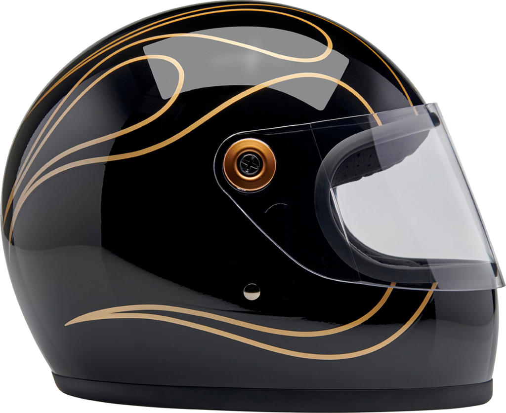 BILTWELL Gringo S Helmet - Gloss Black Flames - Large 1003-567-504