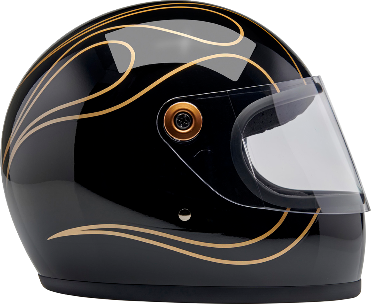 BILTWELL Gringo S Helmet - Gloss Black Flames - XS 1003-567-501