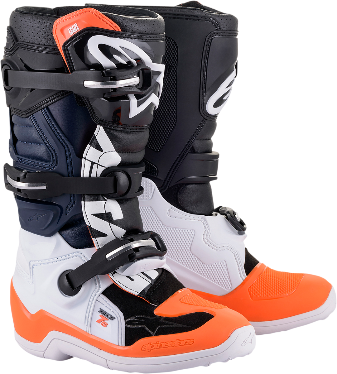 ALPINESTARS Tech 7s Boots Black/White/ Orange Fluo Sz 02 2015017-1241-2