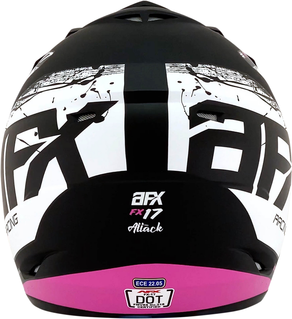 AFX FX-17 Helmet - Attack - Matte Black/Fuchsia - Large 0110-7169