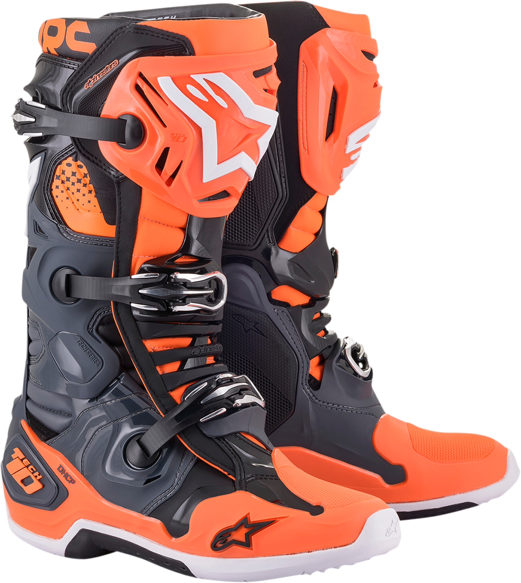 ALPINESTARS Tech 10 Boots Cool Grey/Orange Fluo Sz 08 2010020-9040-8
