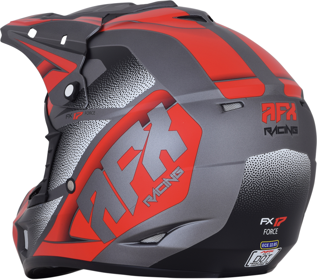 AFX FX-17 Helmet - Force - Frost Gray/Red - Medium 0110-5204