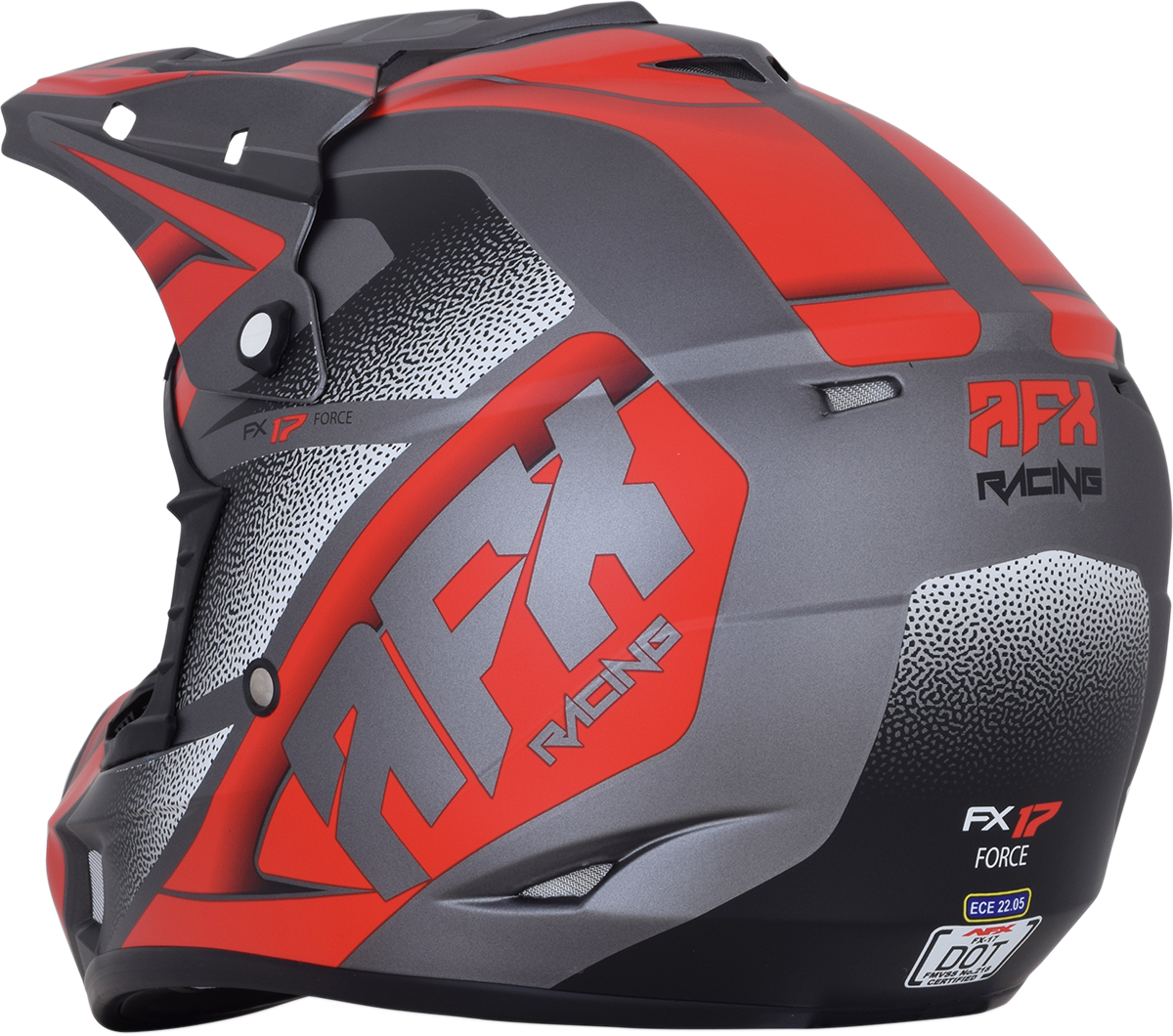 AFX FX-17 Helmet - Force - Frost Gray/Red - XL 0110-5206