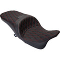 DRAG SPECIALTIES Freedom Seat - Vinyl - Double Diamond Red Stitch - FLH '09-'23 0801-1484