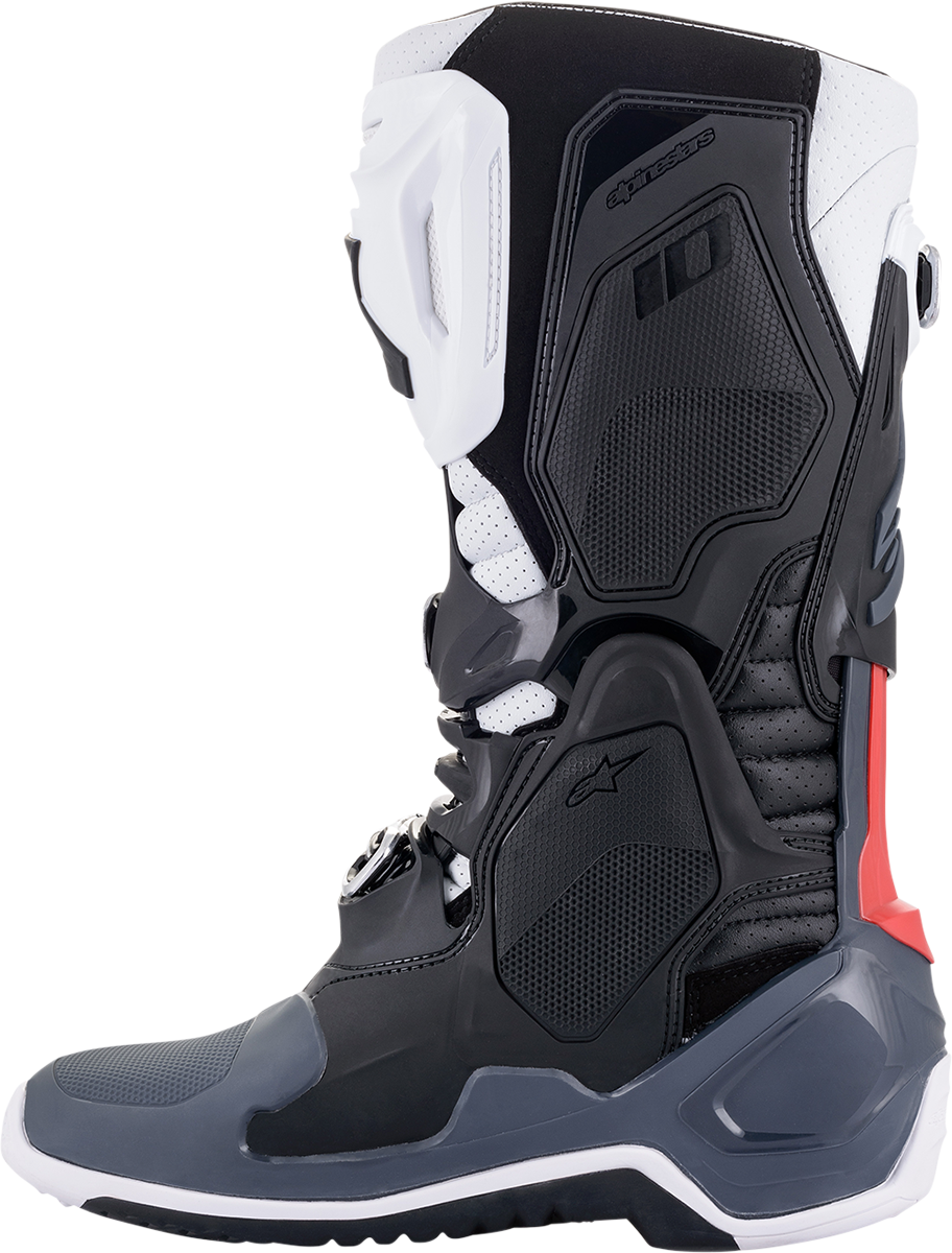 ALPINESTARS Tech 10 Supervented Boots Black/White/Mid Grey/Red Sz 09 2010520-1213-9