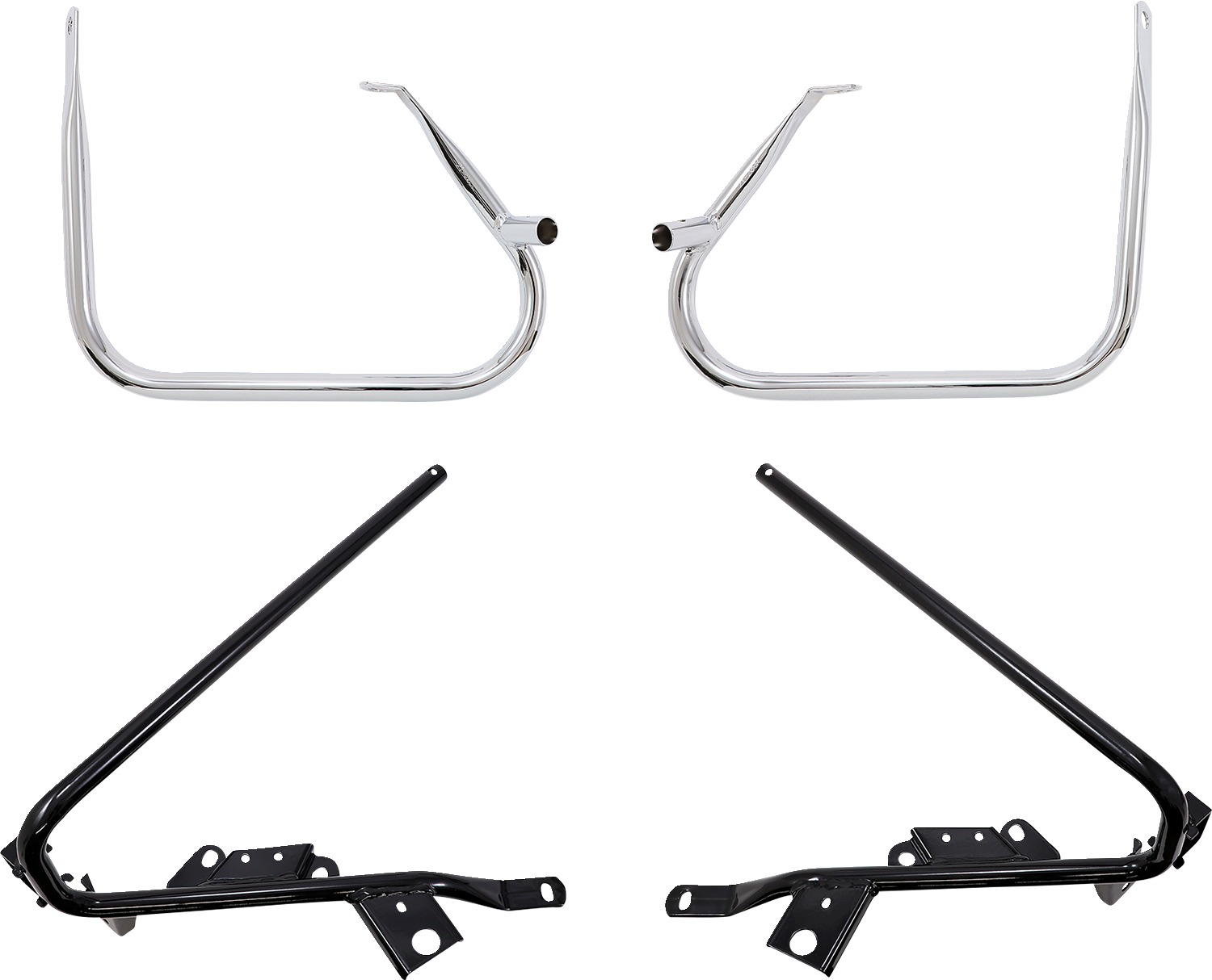 DRAG SPECIALTIES Saddlebag Support Brackets - Chrome - 09-13FLT CHRM GUARDS/BLK SUPPORTS 21058