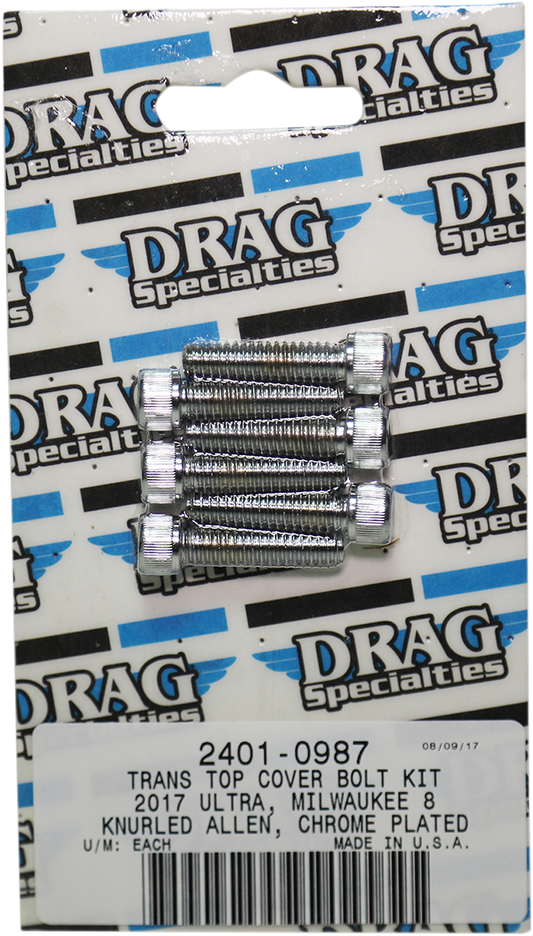 DRAG SPECIALTIES Transmission Top Knurled Bolt Kit - Chrome - M8 MK786