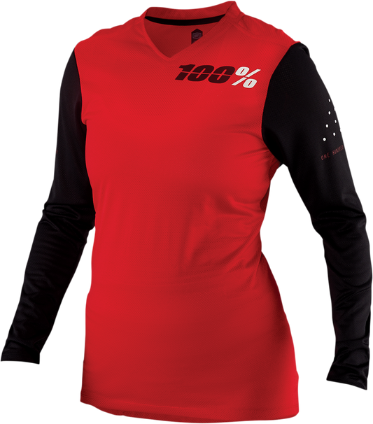 100% Women's Ridecamp Jersey - Long-Sleeve - Red - Large 44402-003-12