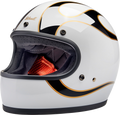 BILTWELL Gringo Helmet - Flames - White/Black - Small 1002-561-502