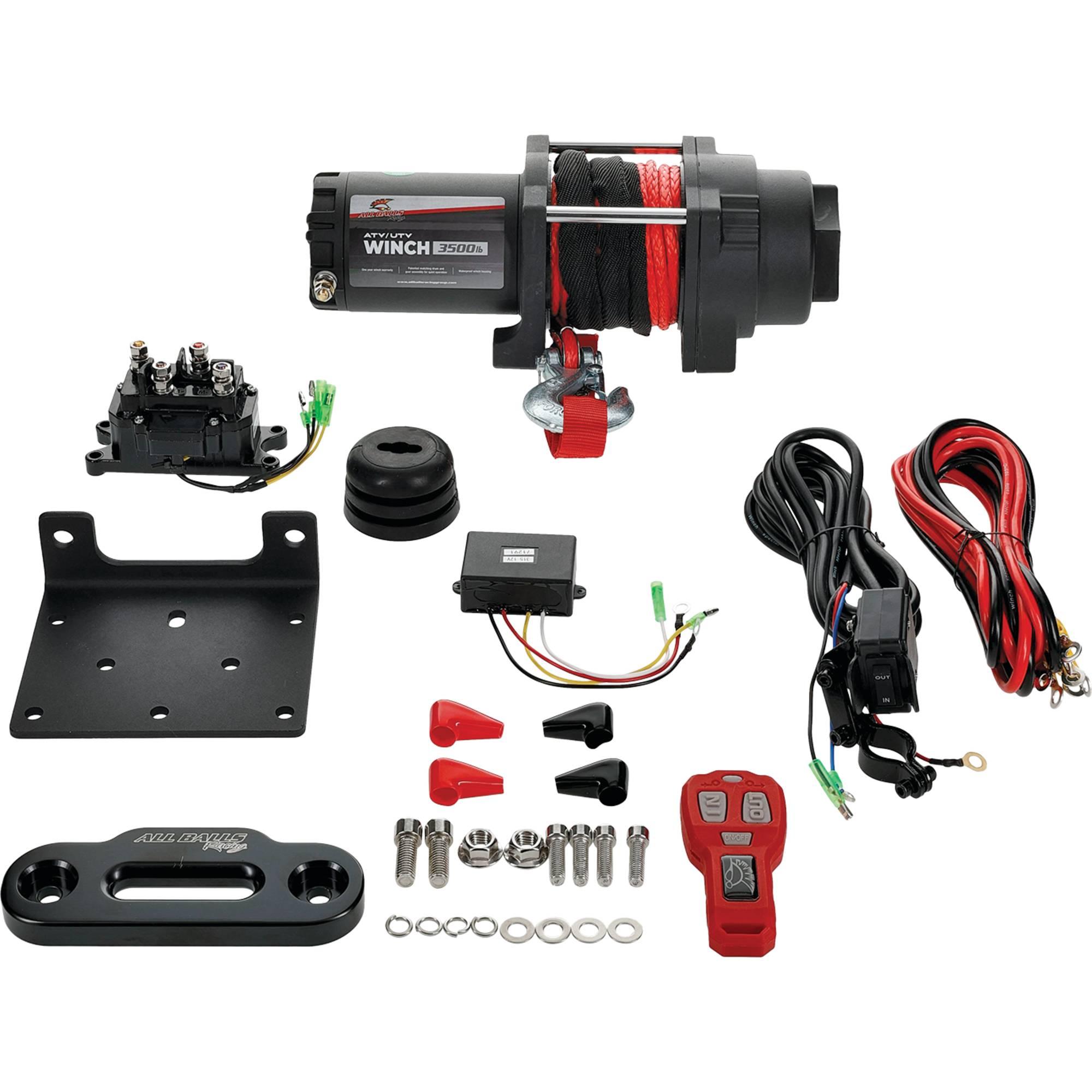 All balls Winch - 3500 LB - Synthetic Rope - 4 Bolt 431-01024